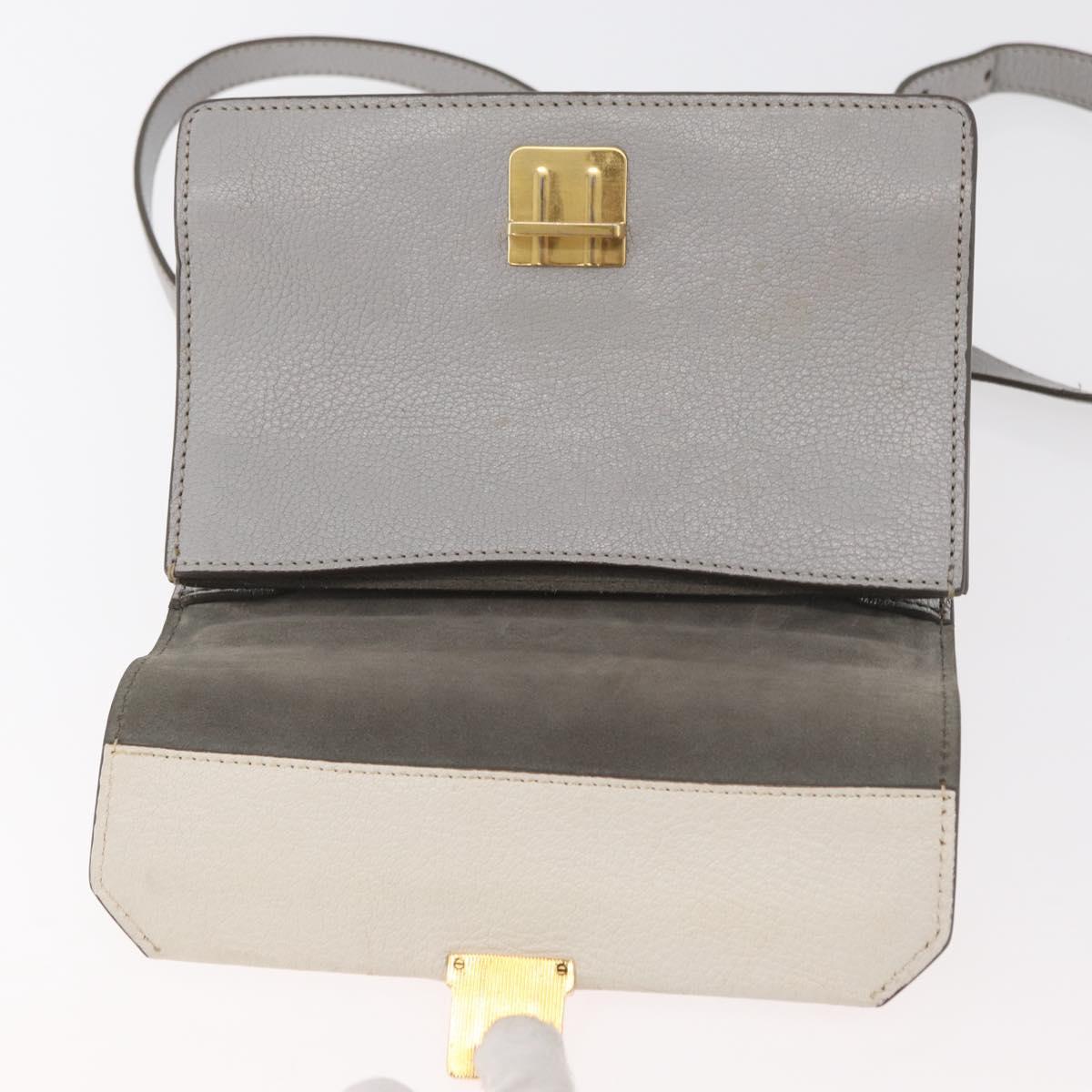 Miu Miu Shoulder Bag Leather Gray Gold Auth bs34805A