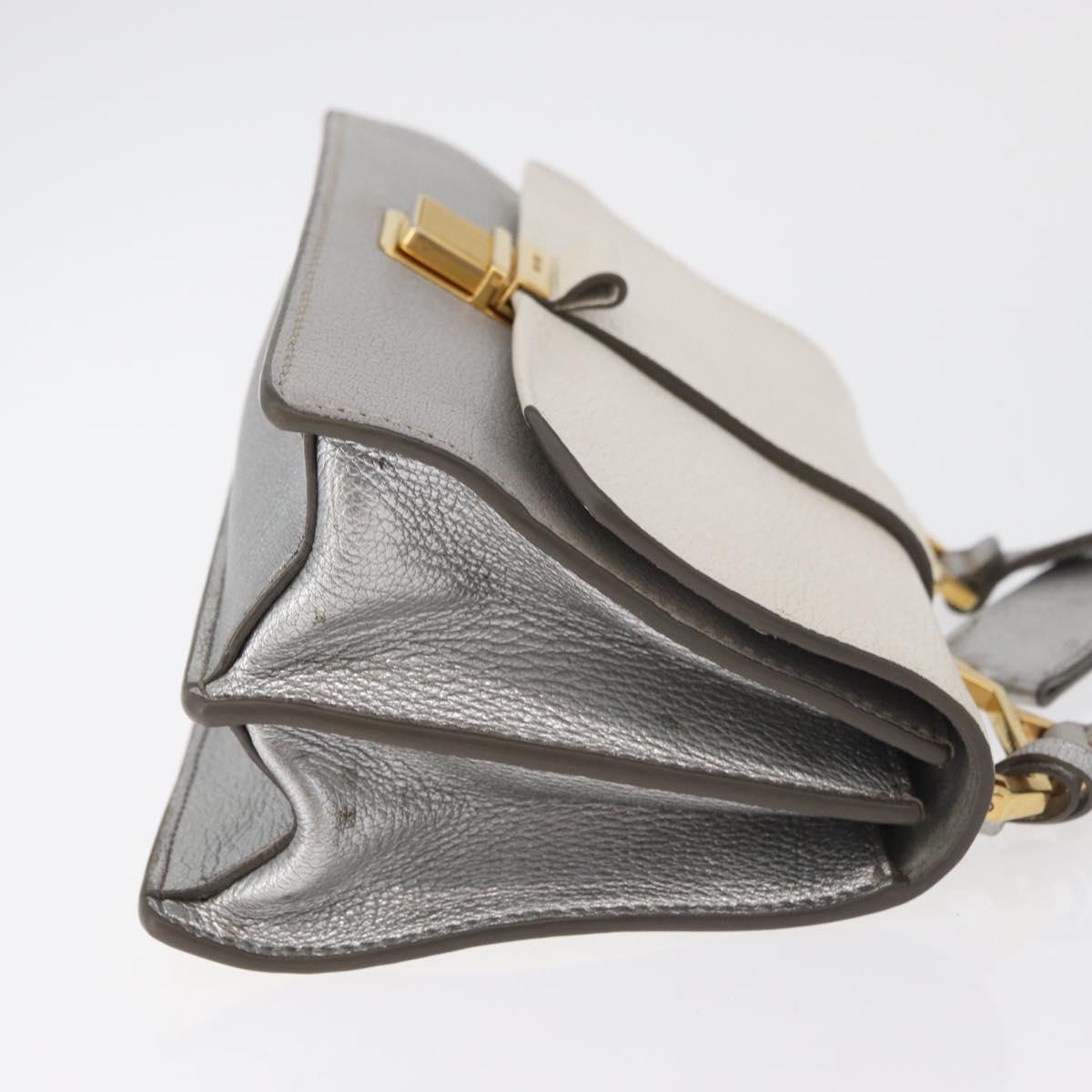 Miu Miu Shoulder Bag Leather Gray Gold Auth bs34805A