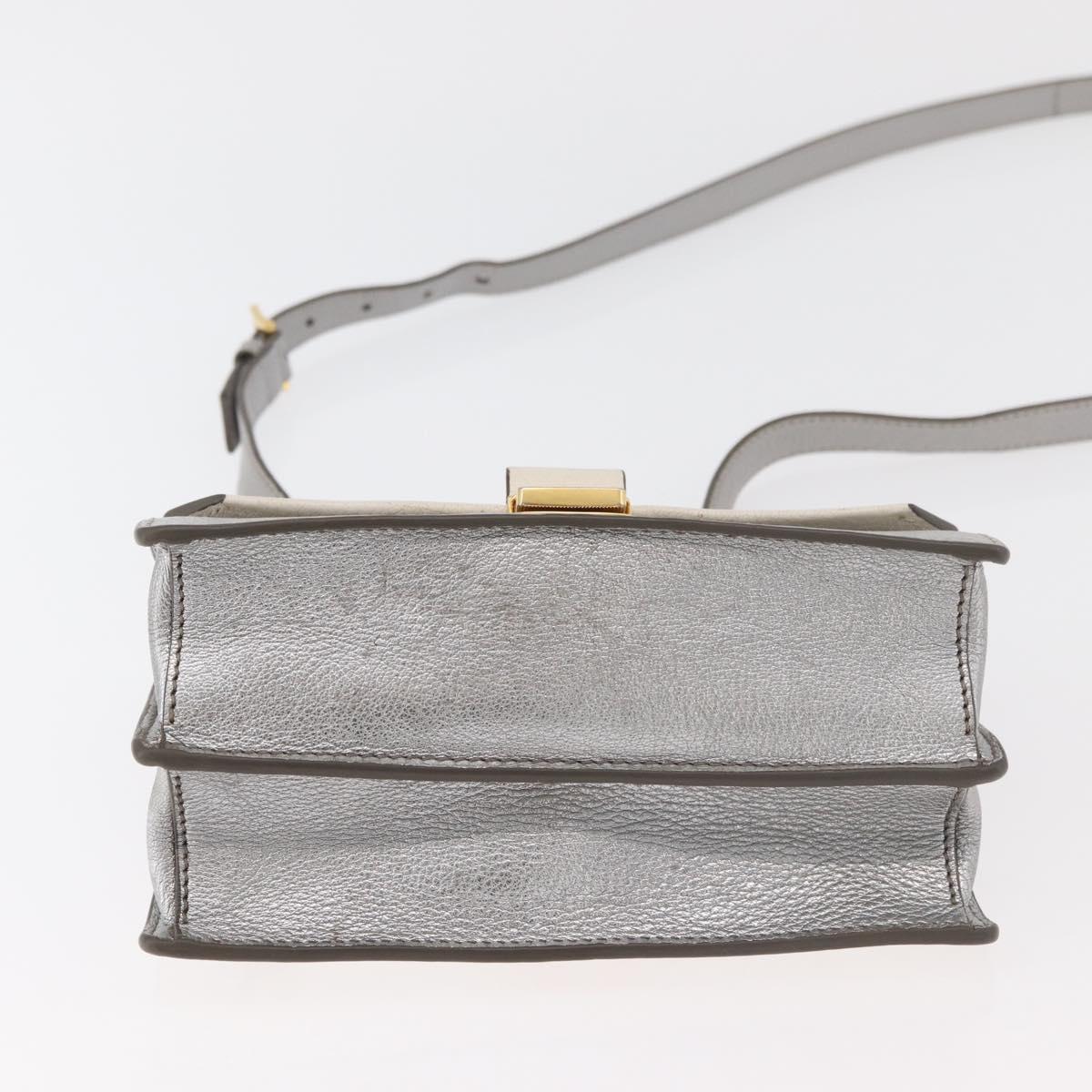 Miu Miu Shoulder Bag Leather Gray Gold Auth bs34805A