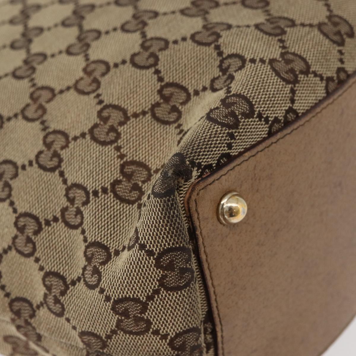 GUCCI GG Canvas Tote Bag Beige Gold 120836 Auth bs34806