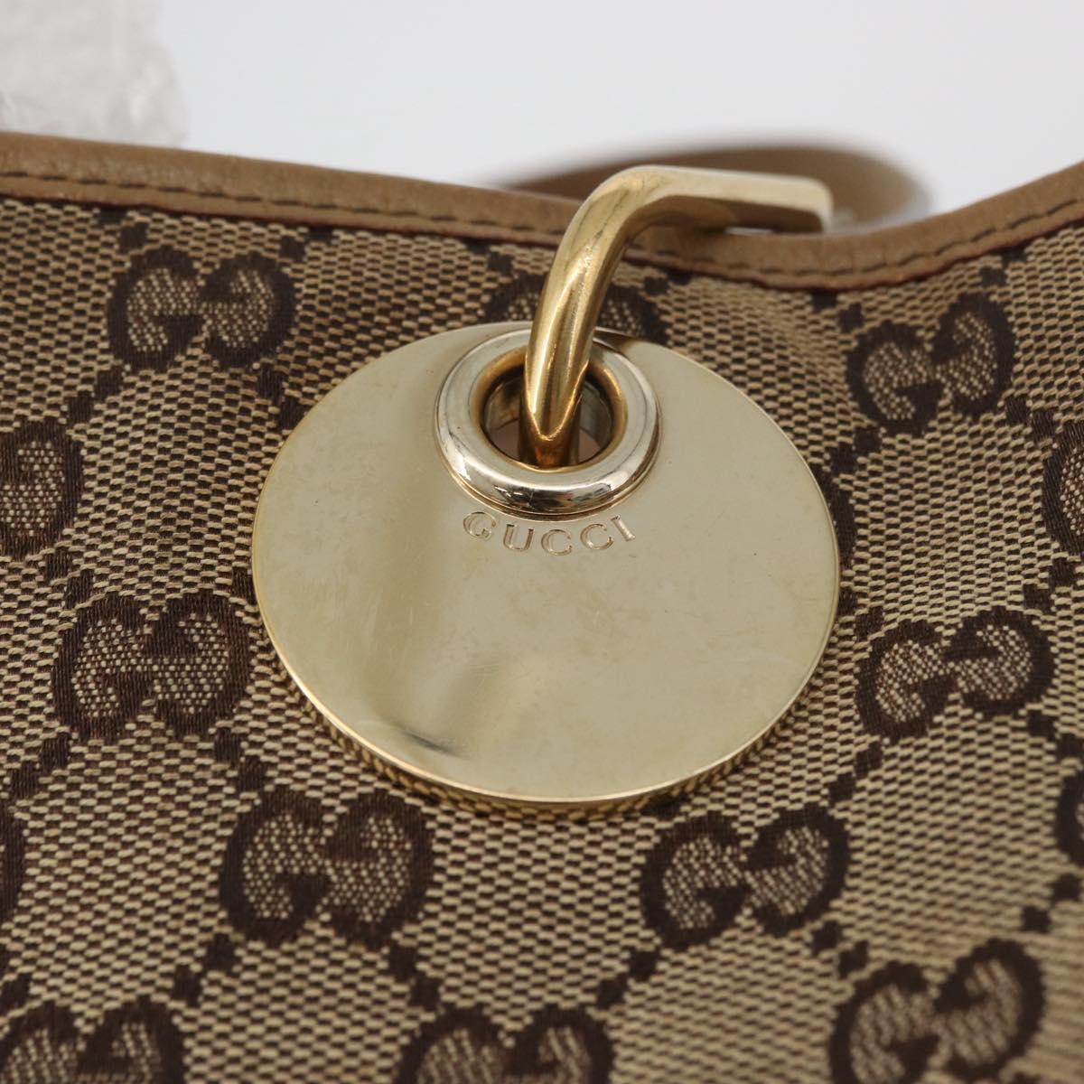 GUCCI GG Canvas Tote Bag Beige Gold 120836 Auth bs34806