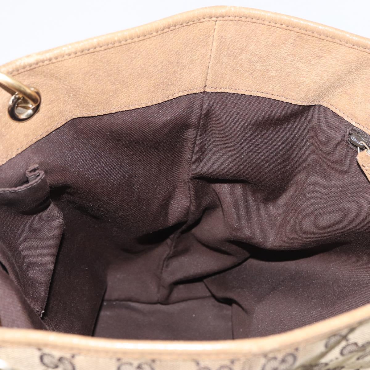 GUCCI GG Canvas Tote Bag Beige Gold 120836 Auth bs34806