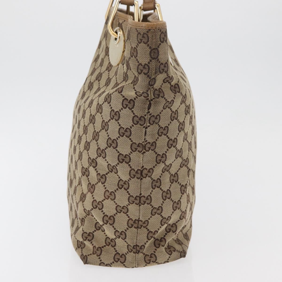 GUCCI GG Canvas Tote Bag Beige Gold 120836 Auth bs34806