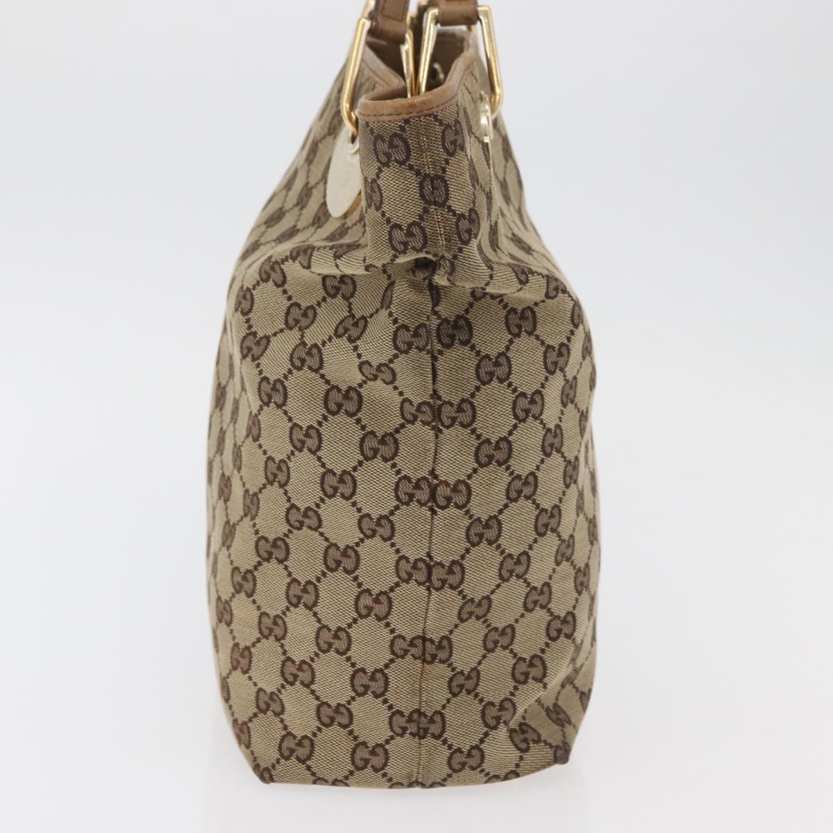 GUCCI GG Canvas Tote Bag Beige Gold 120836 Auth bs34806
