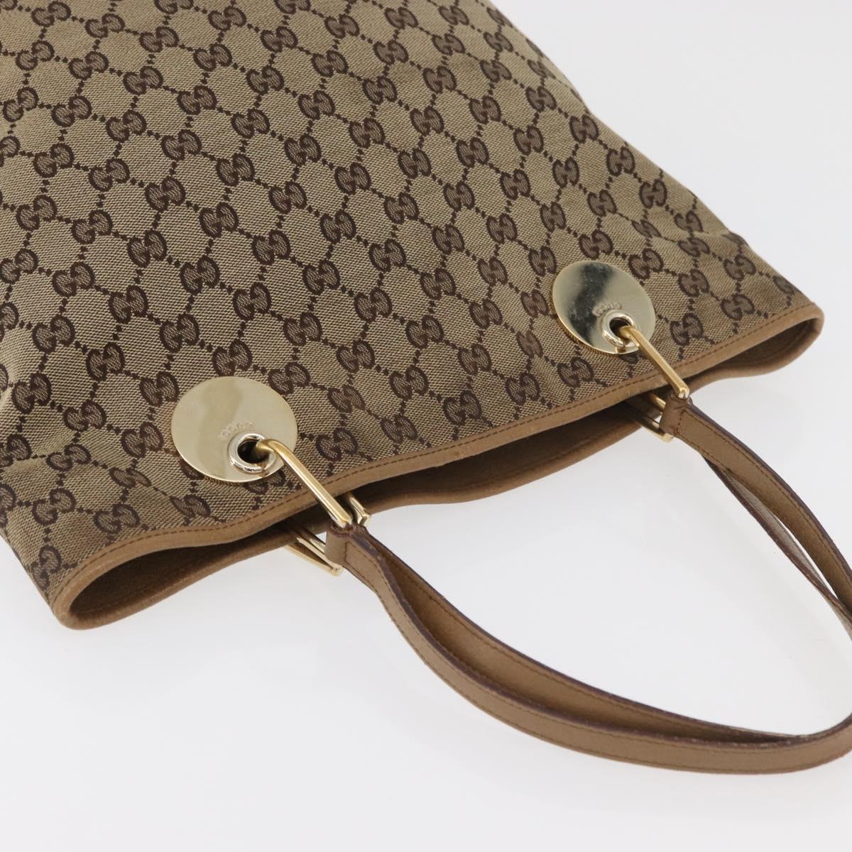 GUCCI GG Canvas Tote Bag Beige Gold 120836 Auth bs34806
