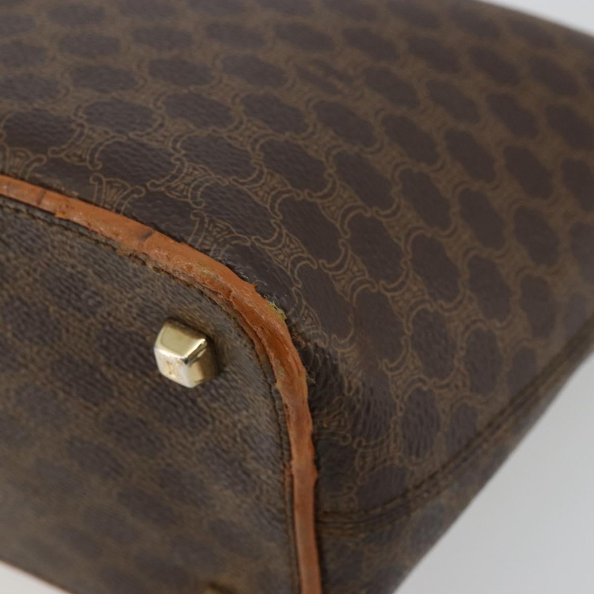 CELINE Macadam Canvas Shoulder Bag PVC Leather Brown Gold Auth bs34810
