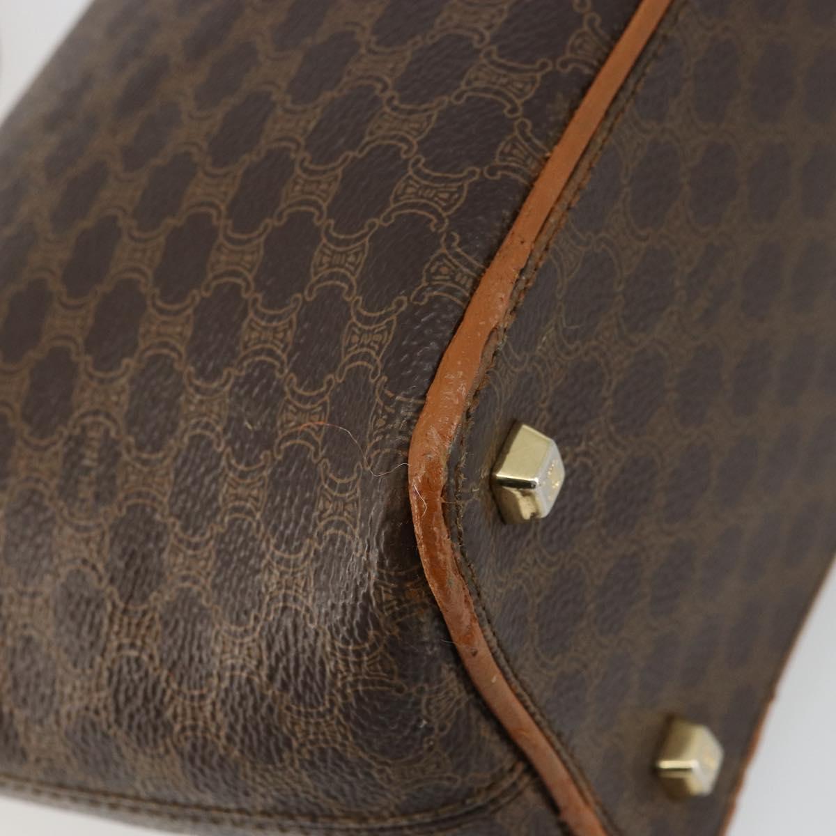 CELINE Macadam Canvas Shoulder Bag PVC Leather Brown Gold Auth bs34810