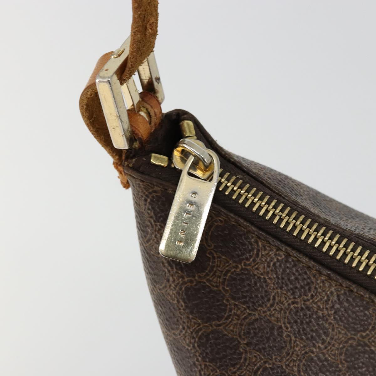 CELINE Macadam Canvas Shoulder Bag PVC Leather Brown Gold Auth bs34810