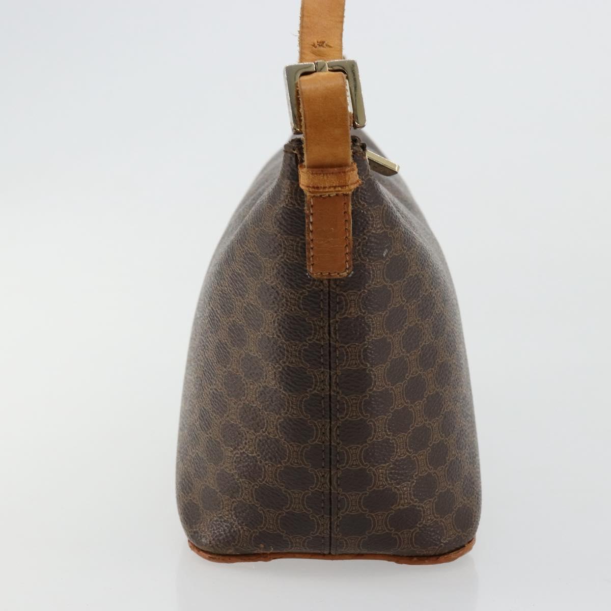 CELINE Macadam Canvas Shoulder Bag PVC Leather Brown Gold Auth bs34810