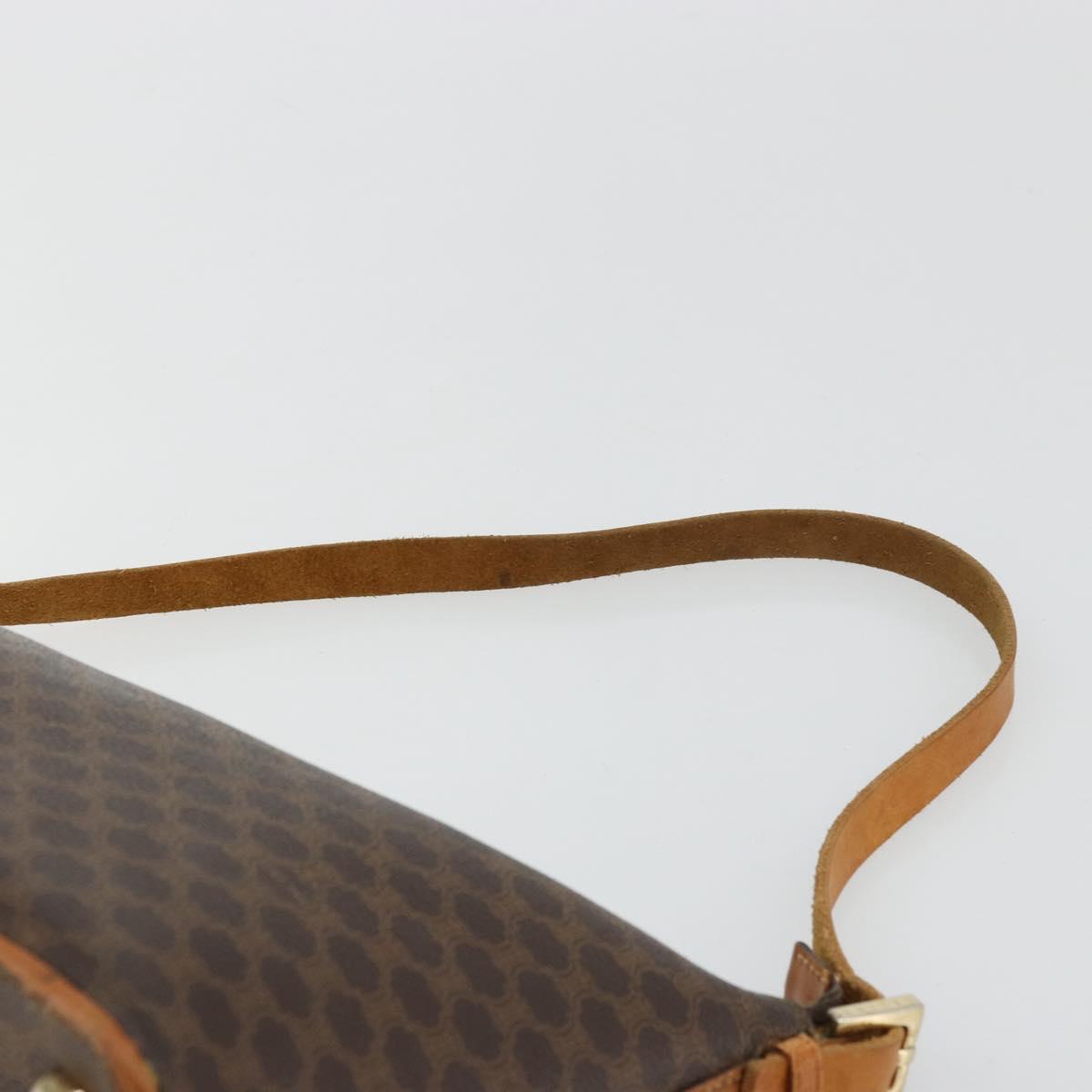 CELINE Macadam Canvas Shoulder Bag PVC Leather Brown Gold Auth bs34810