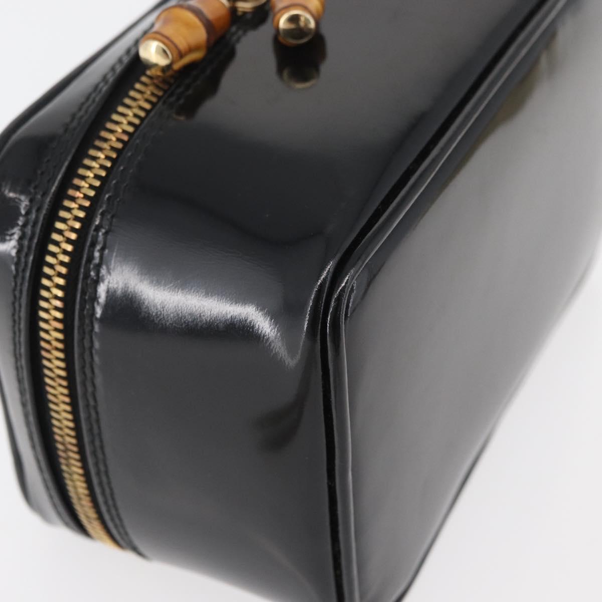 GUCCI Bamboo Vanity Patent Leather Black Gold 032 1705 0151 Auth bs34811