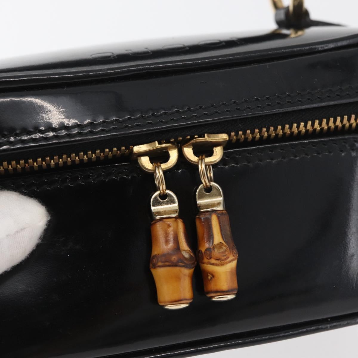 GUCCI Bamboo Vanity Patent Leather Black Gold 032 1705 0151 Auth bs34811