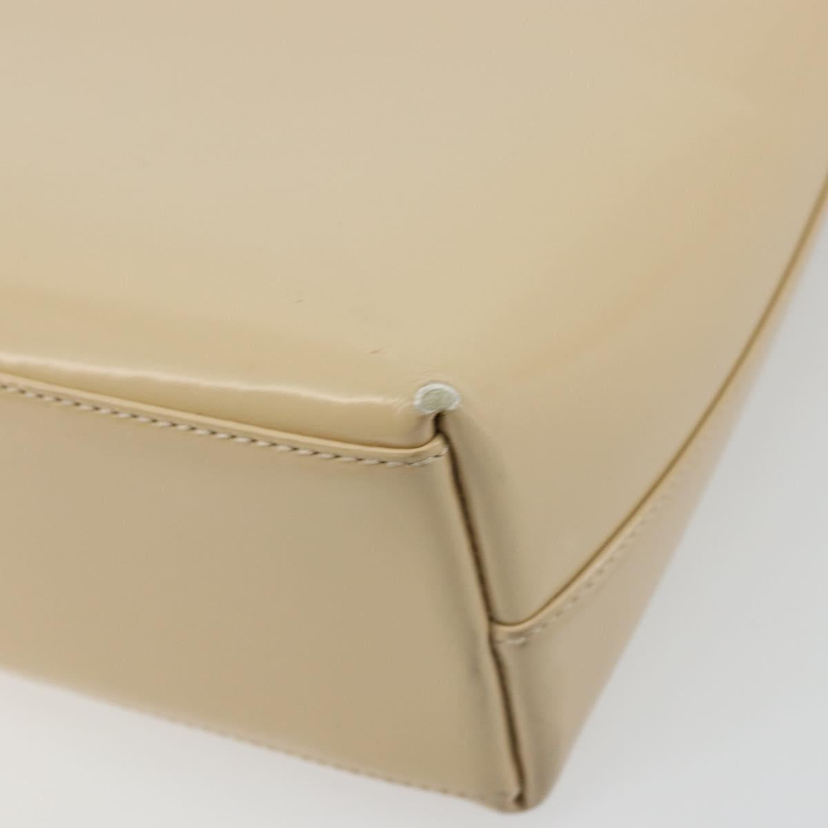 GUCCI Shoulder Bag Patent Leather Ivory Gold 001 3444 1812 Auth bs34812