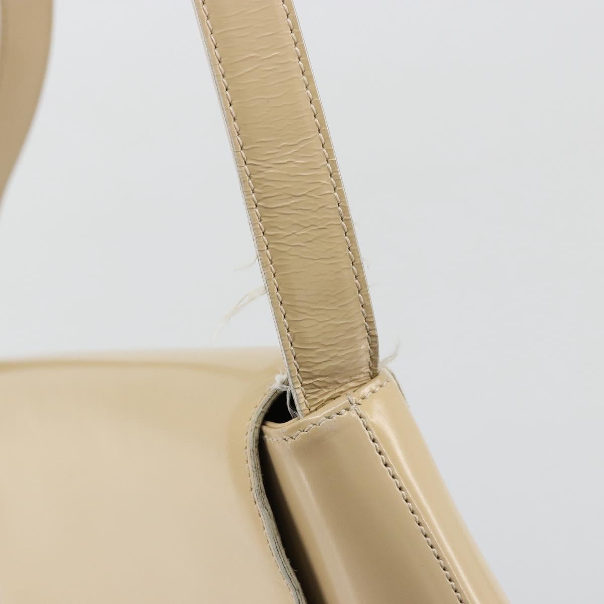 GUCCI Shoulder Bag Patent Leather Ivory Gold 001 3444 1812 Auth bs34812