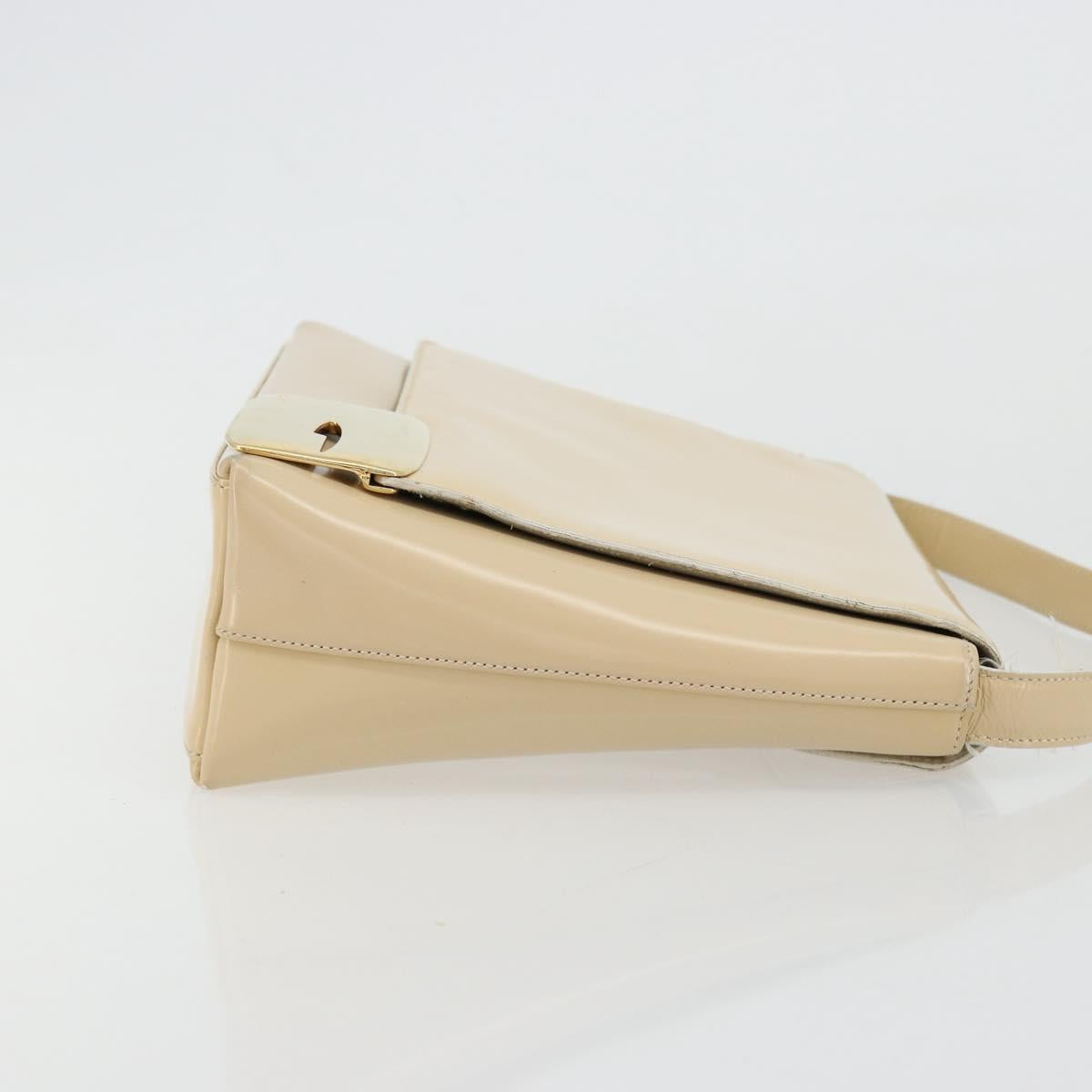GUCCI Shoulder Bag Patent Leather Ivory Gold 001 3444 1812 Auth bs34812
