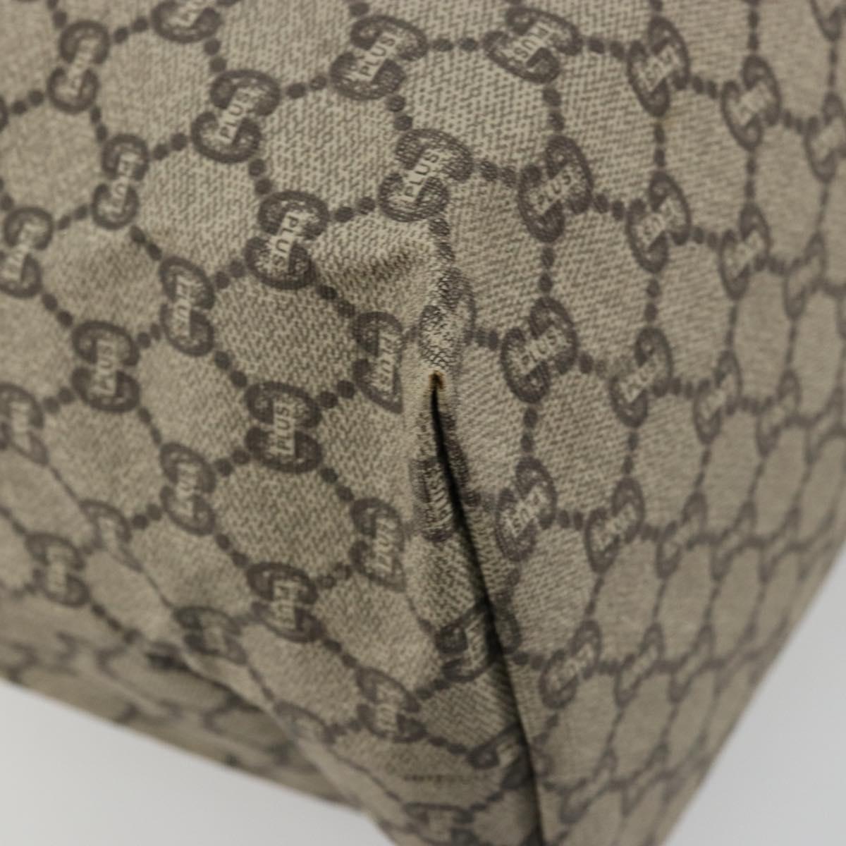 GUCCI GG Plus Supreme Web Sherry Line Tote Bag PVC Beige Gold Auth bs34820
