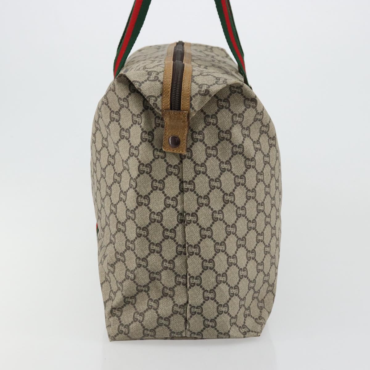 GUCCI GG Plus Supreme Web Sherry Line Tote Bag PVC Beige Gold Auth bs34820
