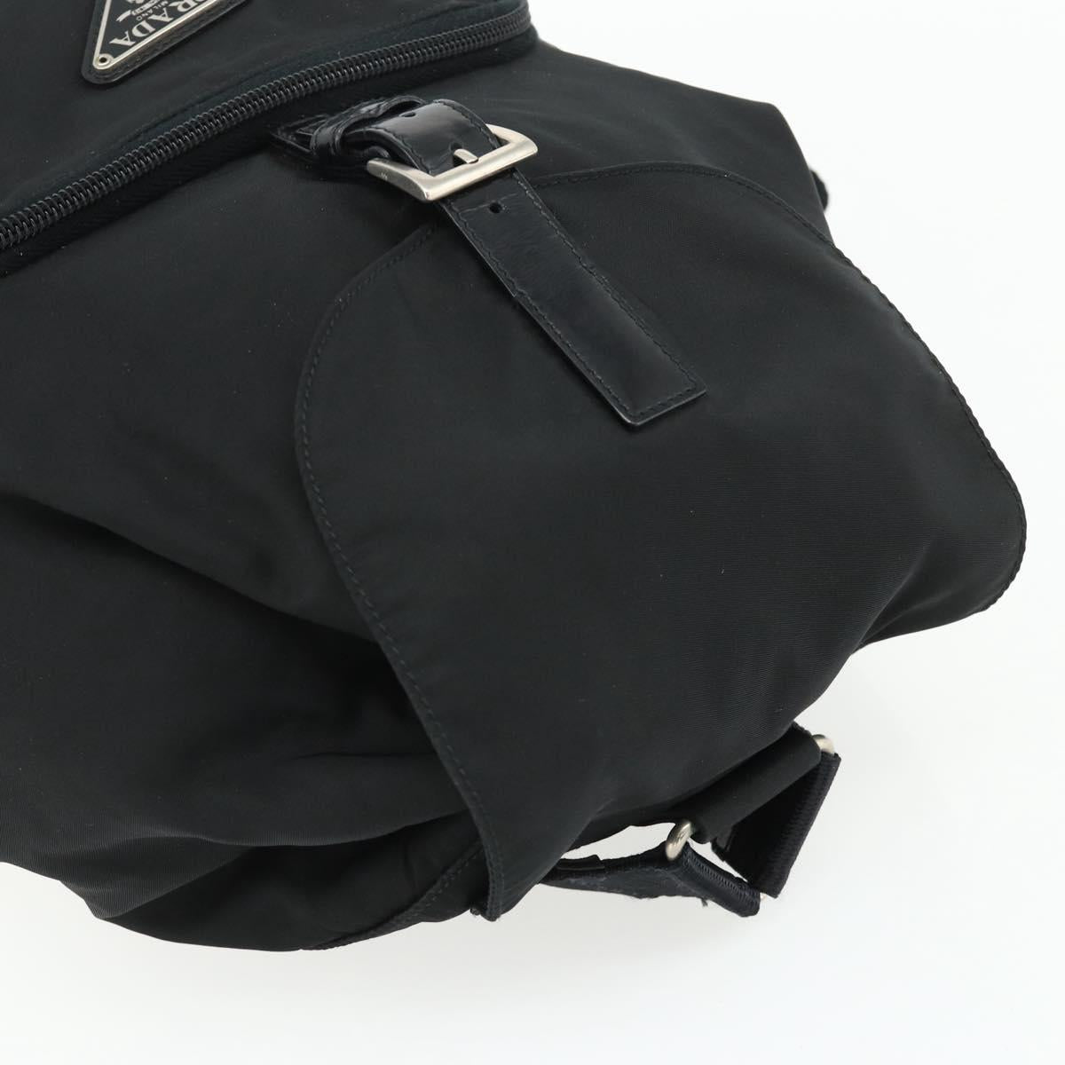 PRADA Backpack Nylon Black Silver Auth bs34821