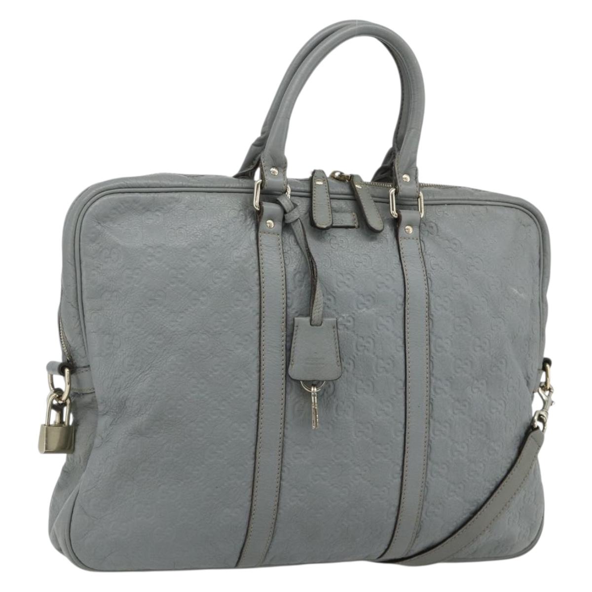 GUCCI GG Canvas Guccissima Hand Bag Leather 2way Gray Silver 201480 Auth bs34822
