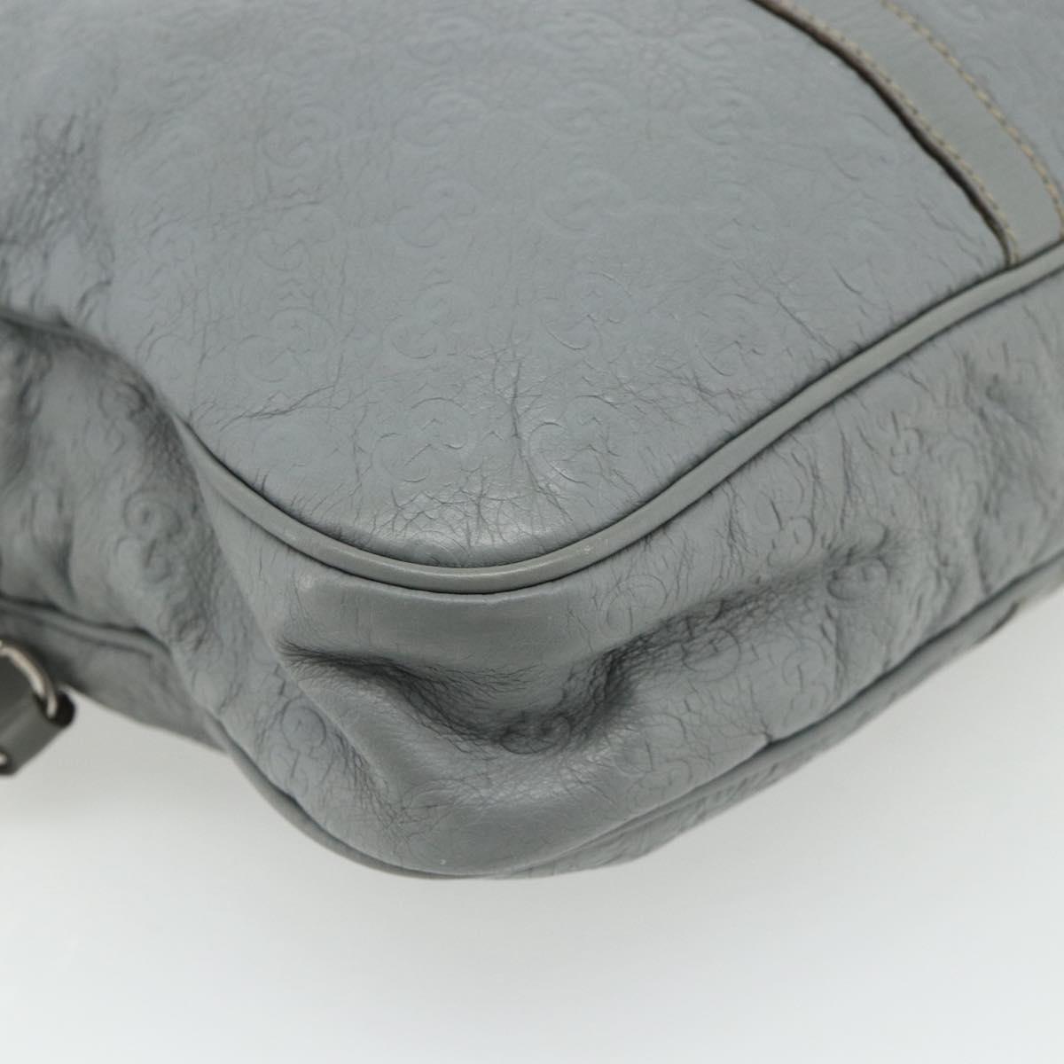 GUCCI GG Canvas Guccissima Hand Bag Leather 2way Gray Silver 201480 Auth bs34822