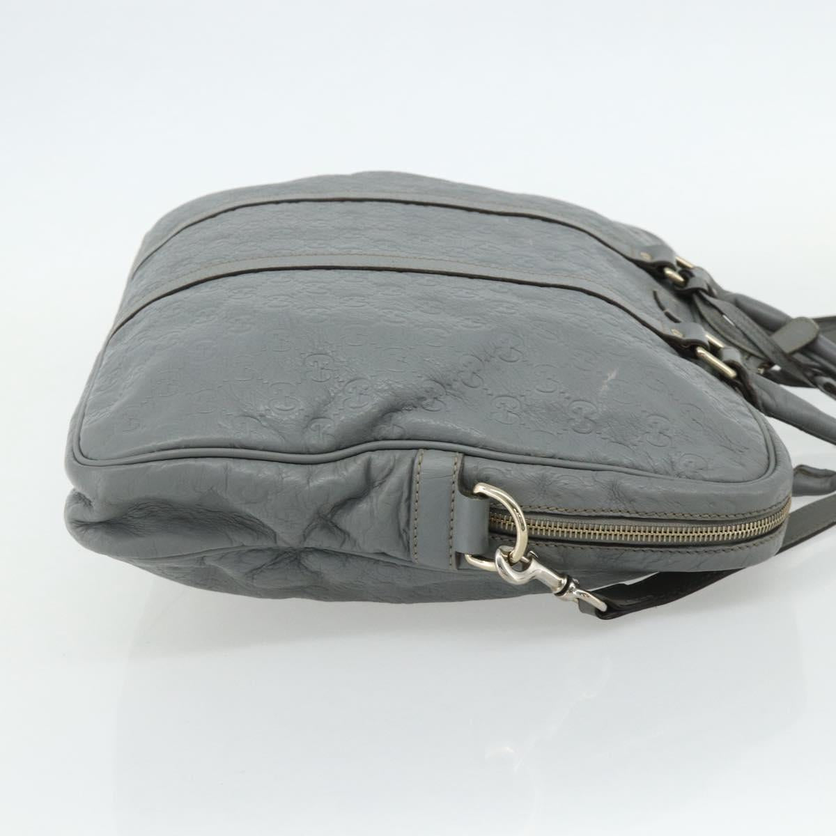 GUCCI GG Canvas Guccissima Hand Bag Leather 2way Gray Silver 201480 Auth bs34822