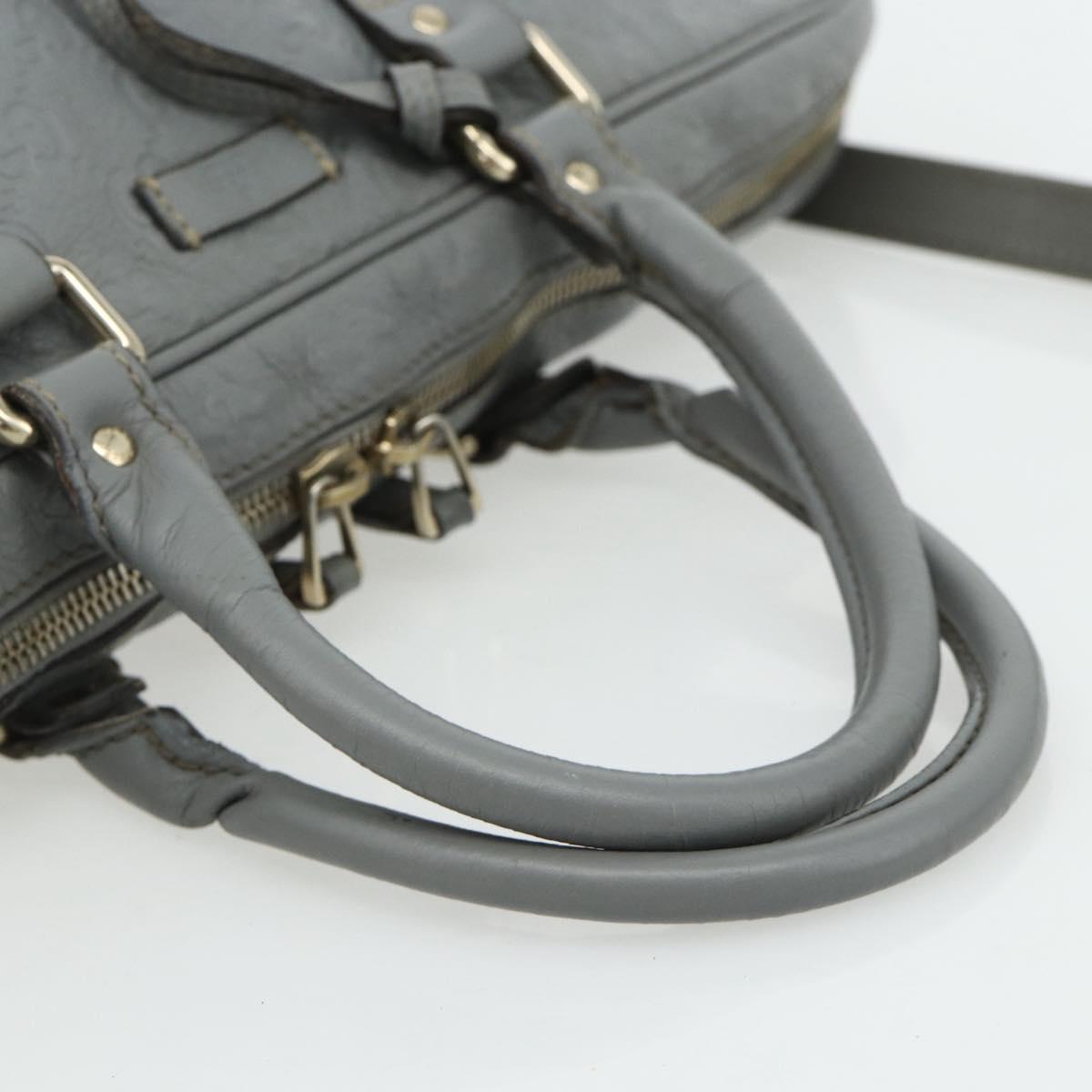 GUCCI GG Canvas Guccissima Hand Bag Leather 2way Gray Silver 201480 Auth bs34822