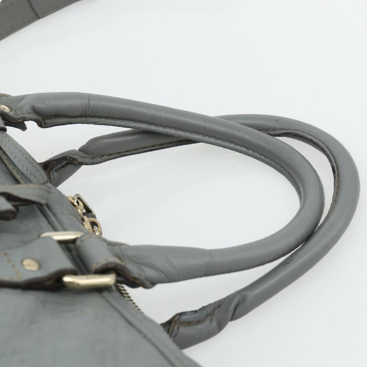 GUCCI GG Canvas Guccissima Hand Bag Leather 2way Gray Silver 201480 Auth bs34822