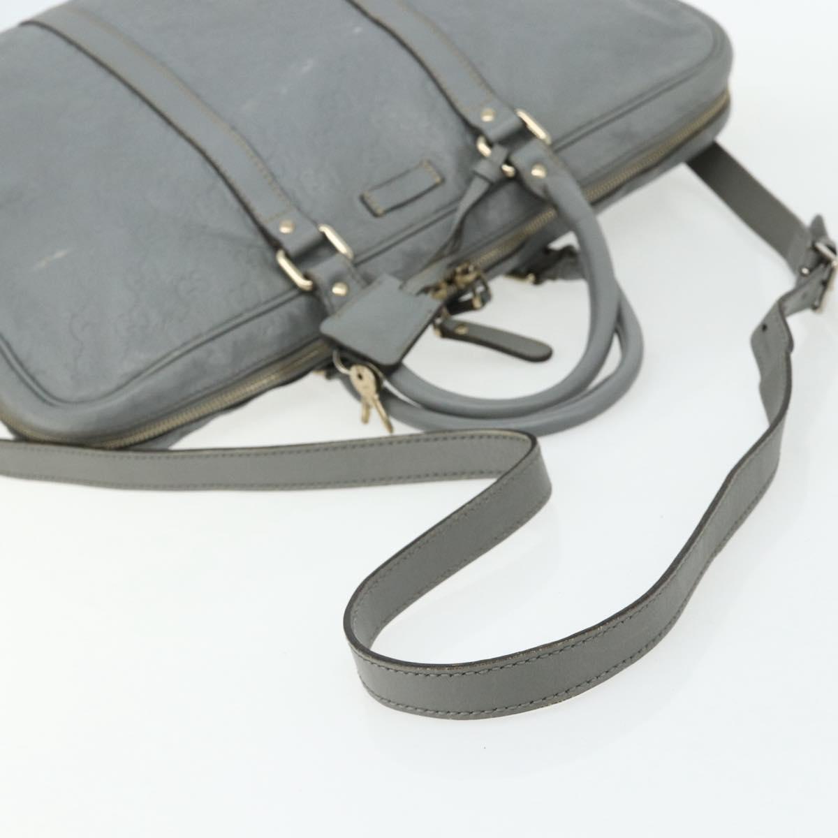 GUCCI GG Canvas Guccissima Hand Bag Leather 2way Gray Silver 201480 Auth bs34822