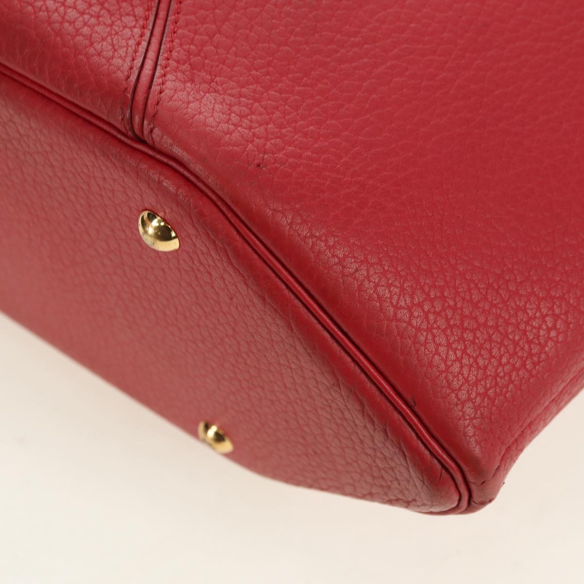 HERMES Ildvo Hand Bag Leather Red Gold Auth bs34829V