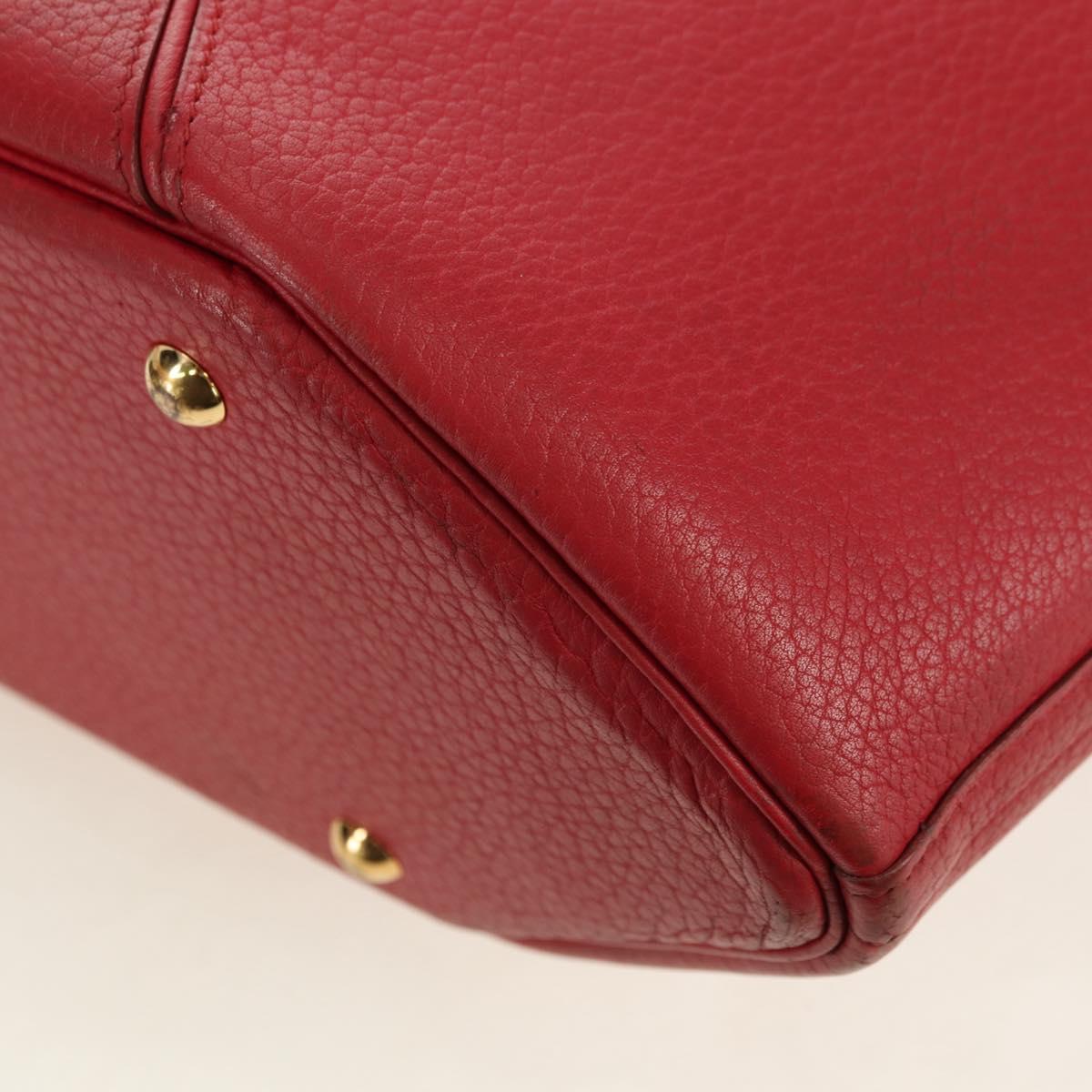 HERMES Ildvo Hand Bag Leather Red Gold Auth bs34829V