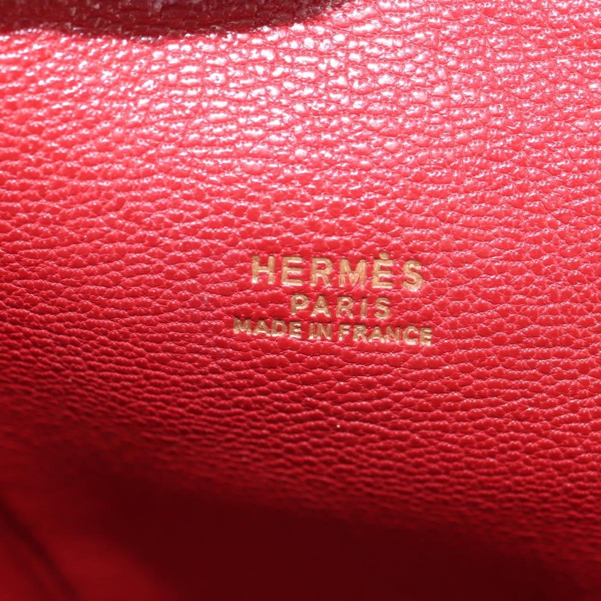 HERMES Ildvo Hand Bag Leather Red Gold Auth bs34829V