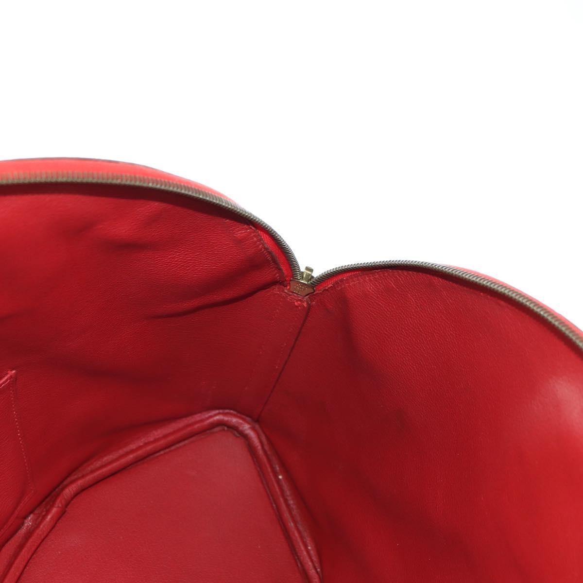 HERMES Ildvo Hand Bag Leather Red Gold Auth bs34829V
