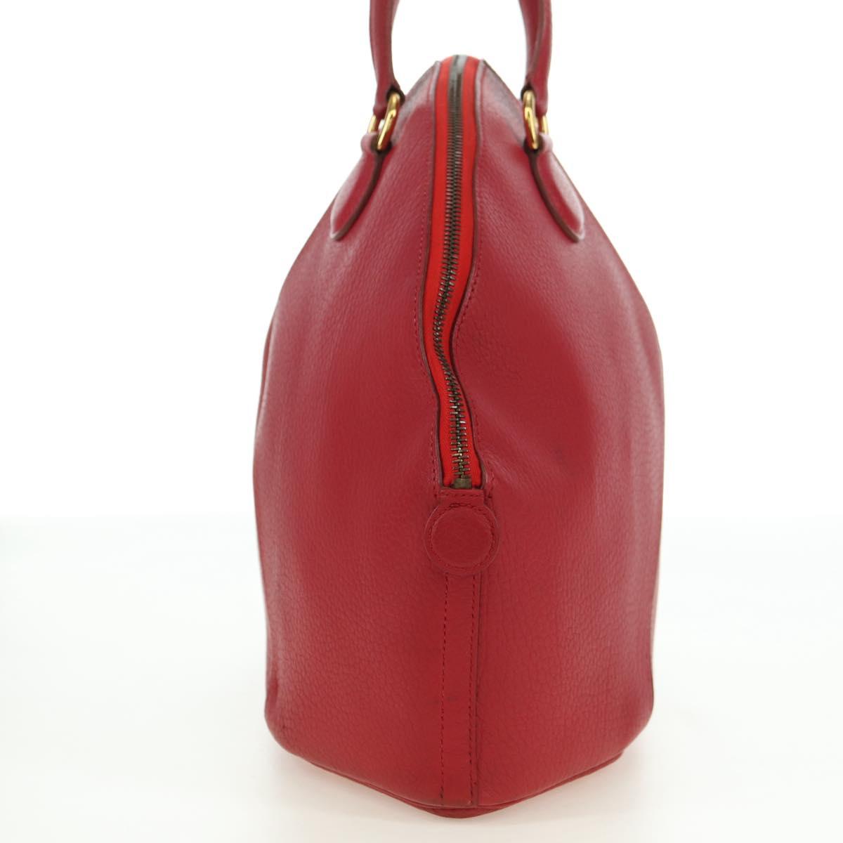 HERMES Ildvo Hand Bag Leather Red Gold Auth bs34829V