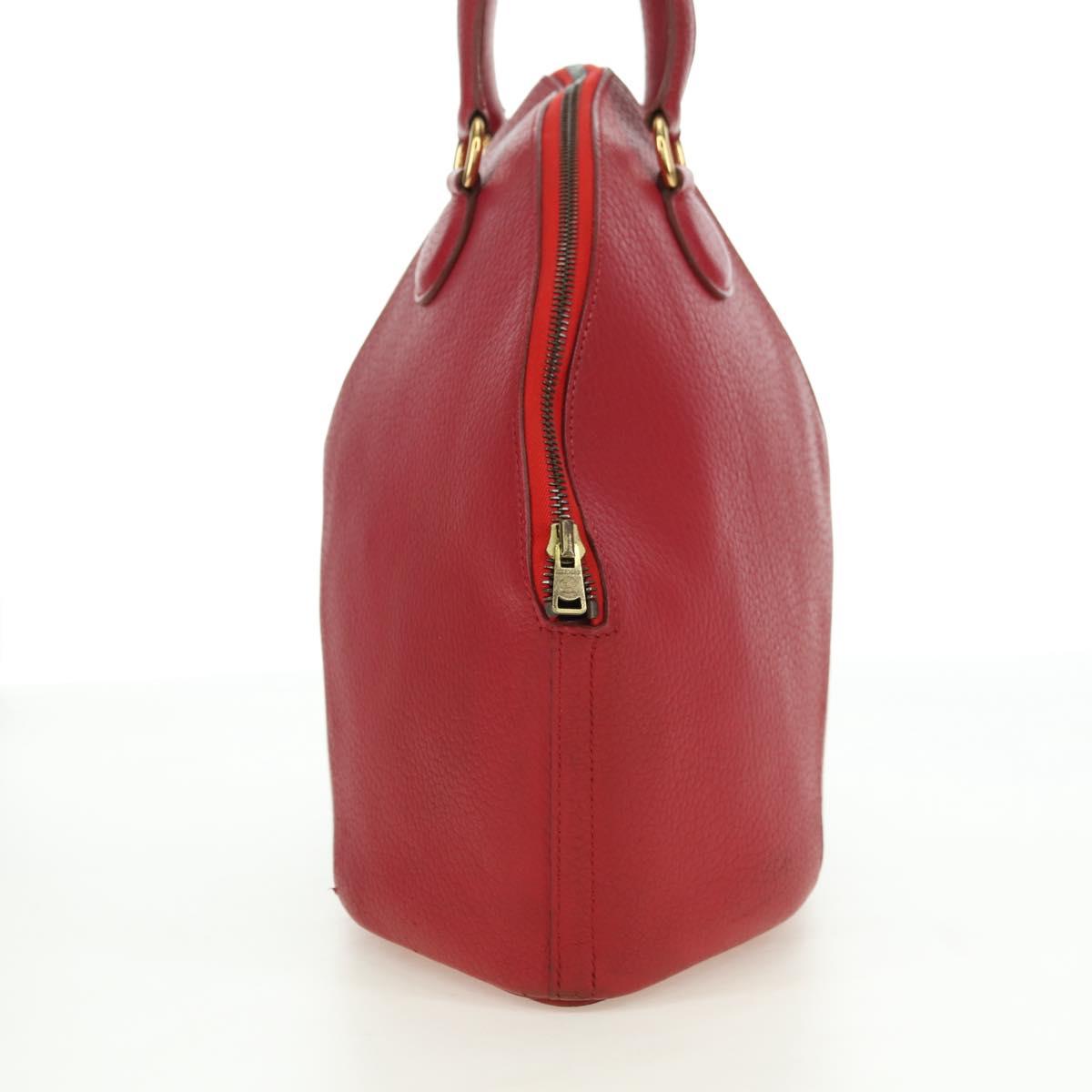 HERMES Ildvo Hand Bag Leather Red Gold Auth bs34829V