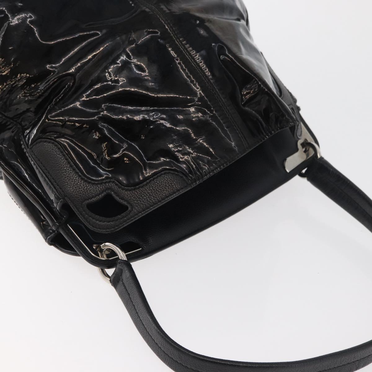 CARTIER Shoulder Bag Patent leather Brown Silver Auth bs34832A