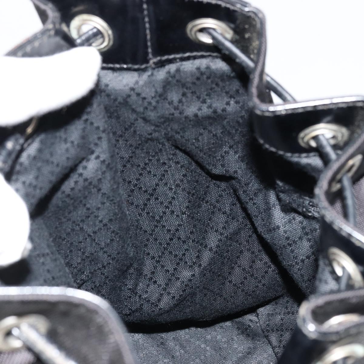 GUCCI Bamboo Hand Bag Nylon 2way Black Silver 001 3754 1657 Auth bs34836