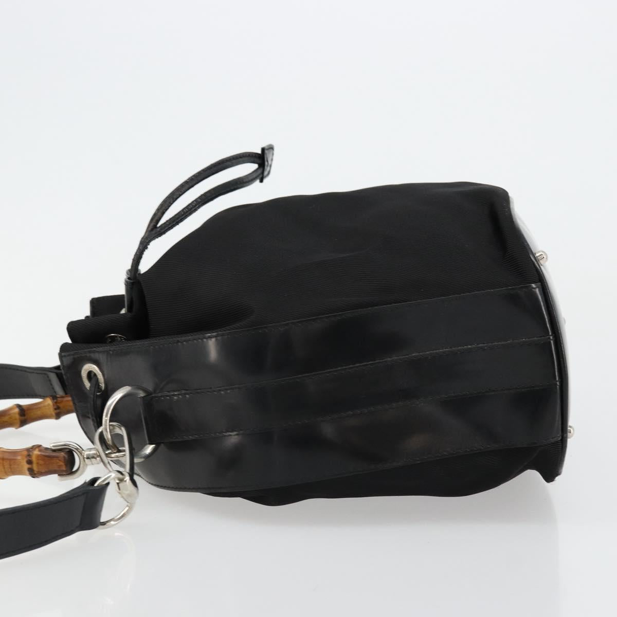 GUCCI Bamboo Hand Bag Nylon 2way Black Silver 001 3754 1657 Auth bs34836