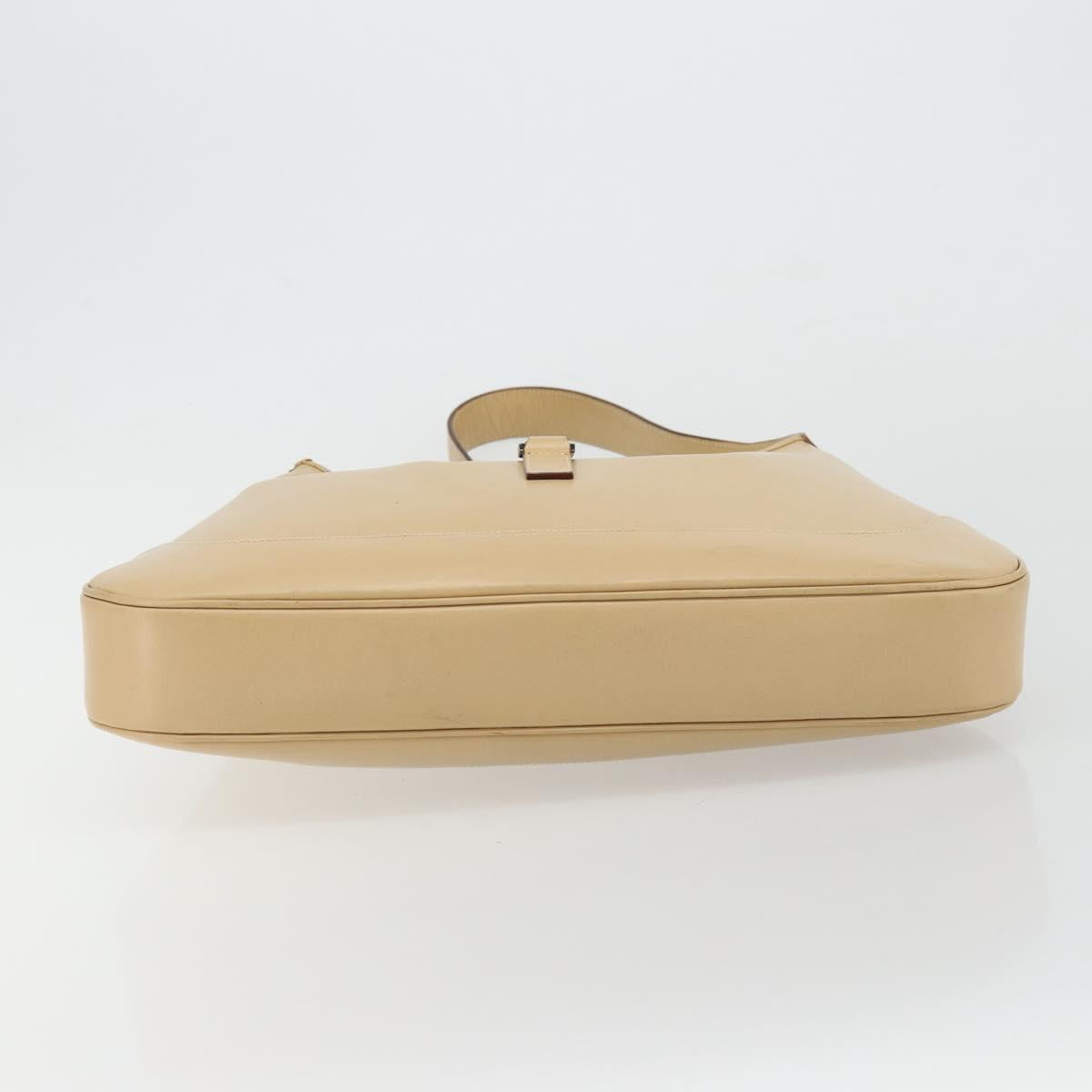 GUCCI Jackie Shoulder Bag Leather Beige Silver 001 3346 Auth bs34837