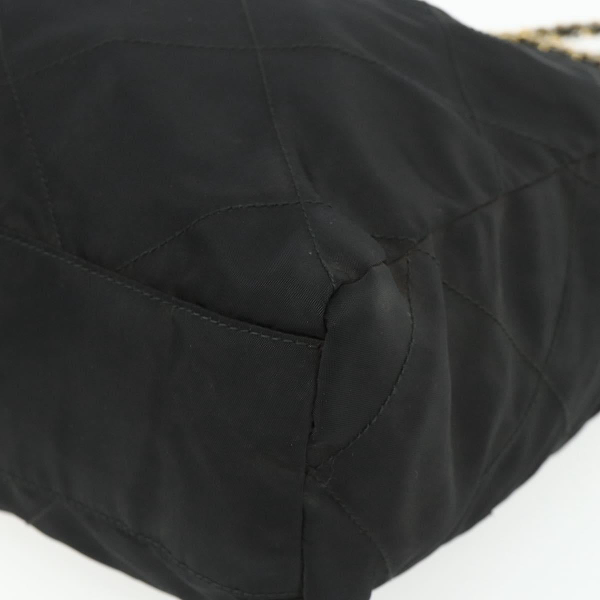 PRADA Chain Shoulder Bag Nylon Black Gold Auth bs34840
