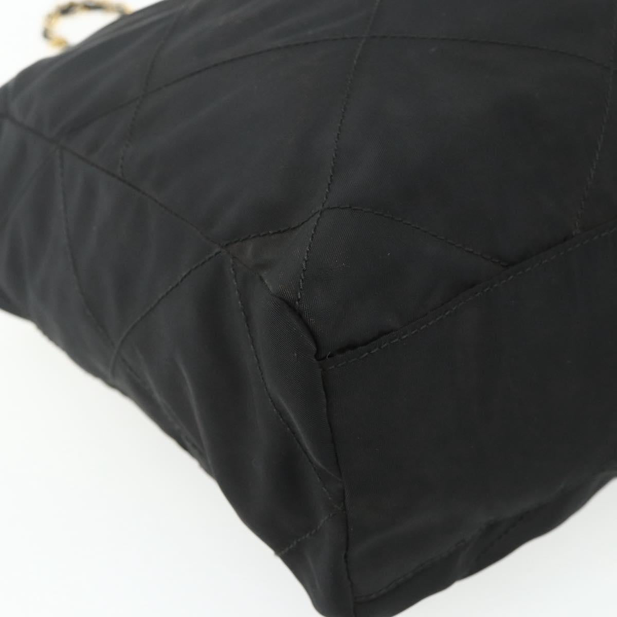PRADA Chain Shoulder Bag Nylon Black Gold Auth bs34840