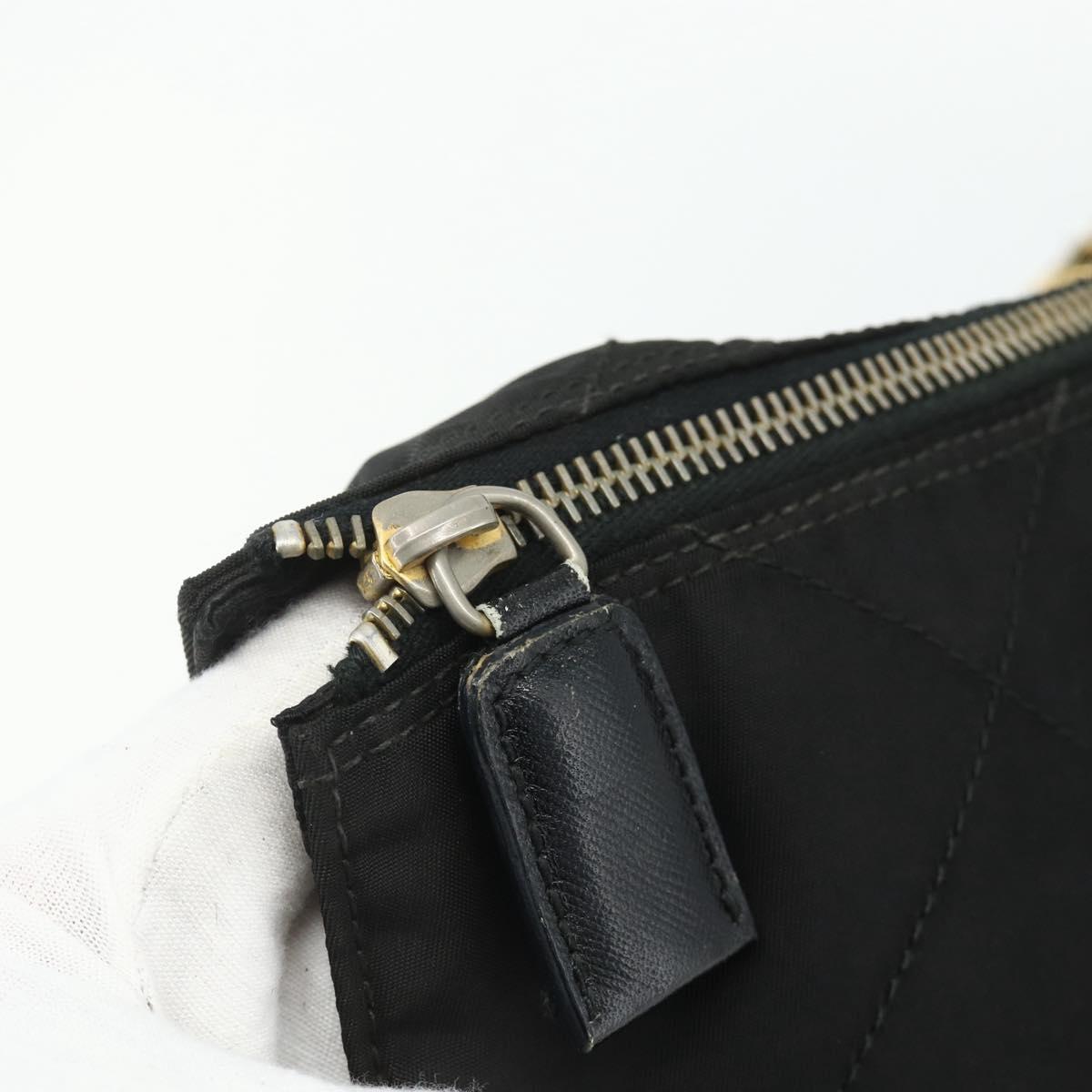 PRADA Chain Shoulder Bag Nylon Black Gold Auth bs34840