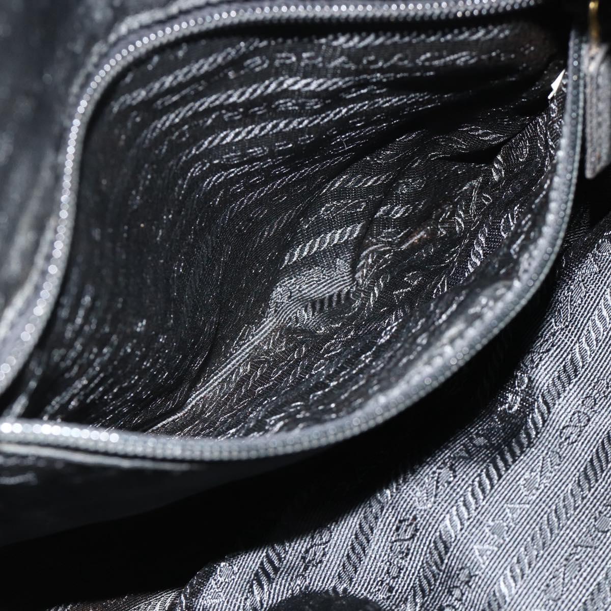 PRADA Chain Shoulder Bag Nylon Black Gold Auth bs34840
