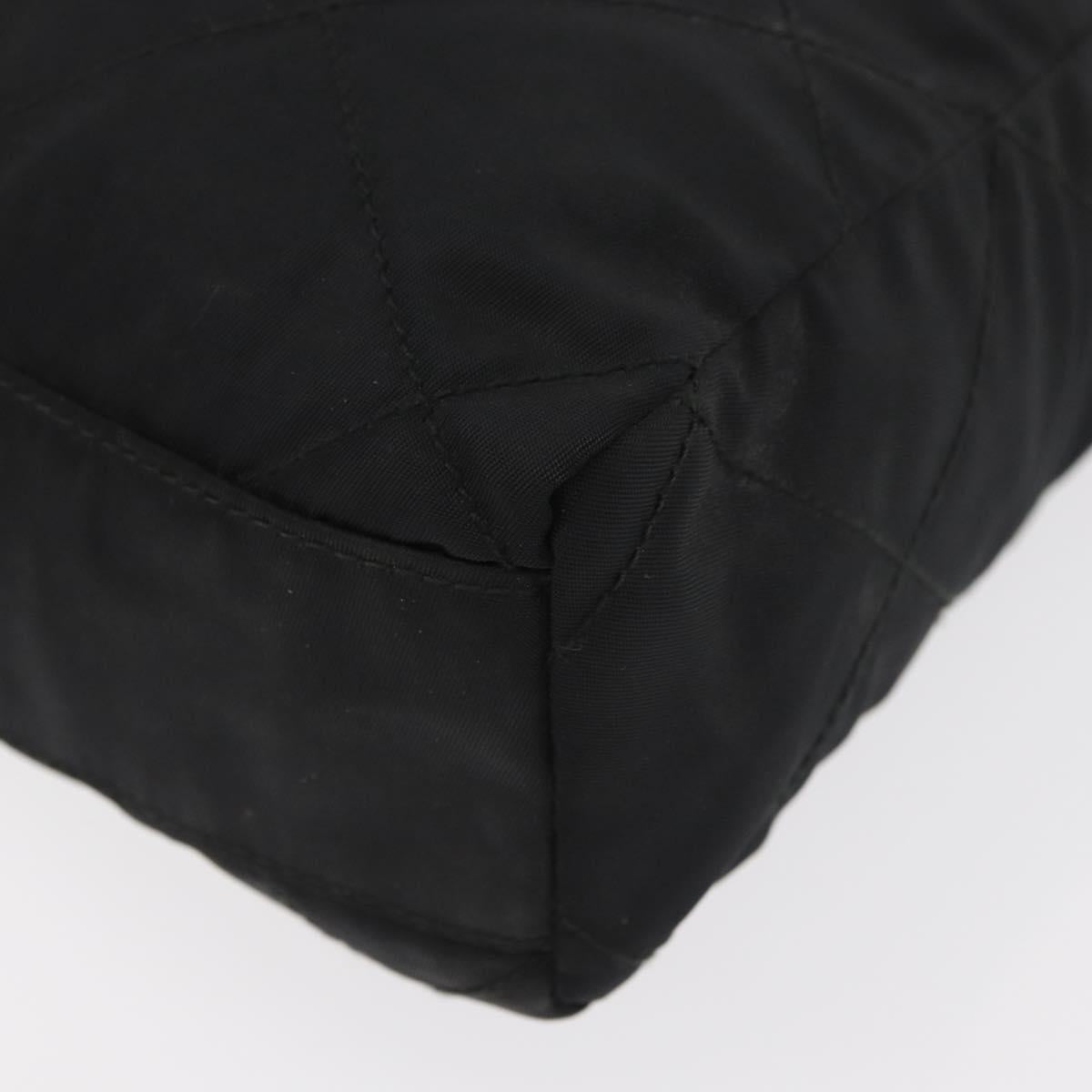 PRADA Chain Shoulder Bag Nylon Black Gold Auth bs34842
