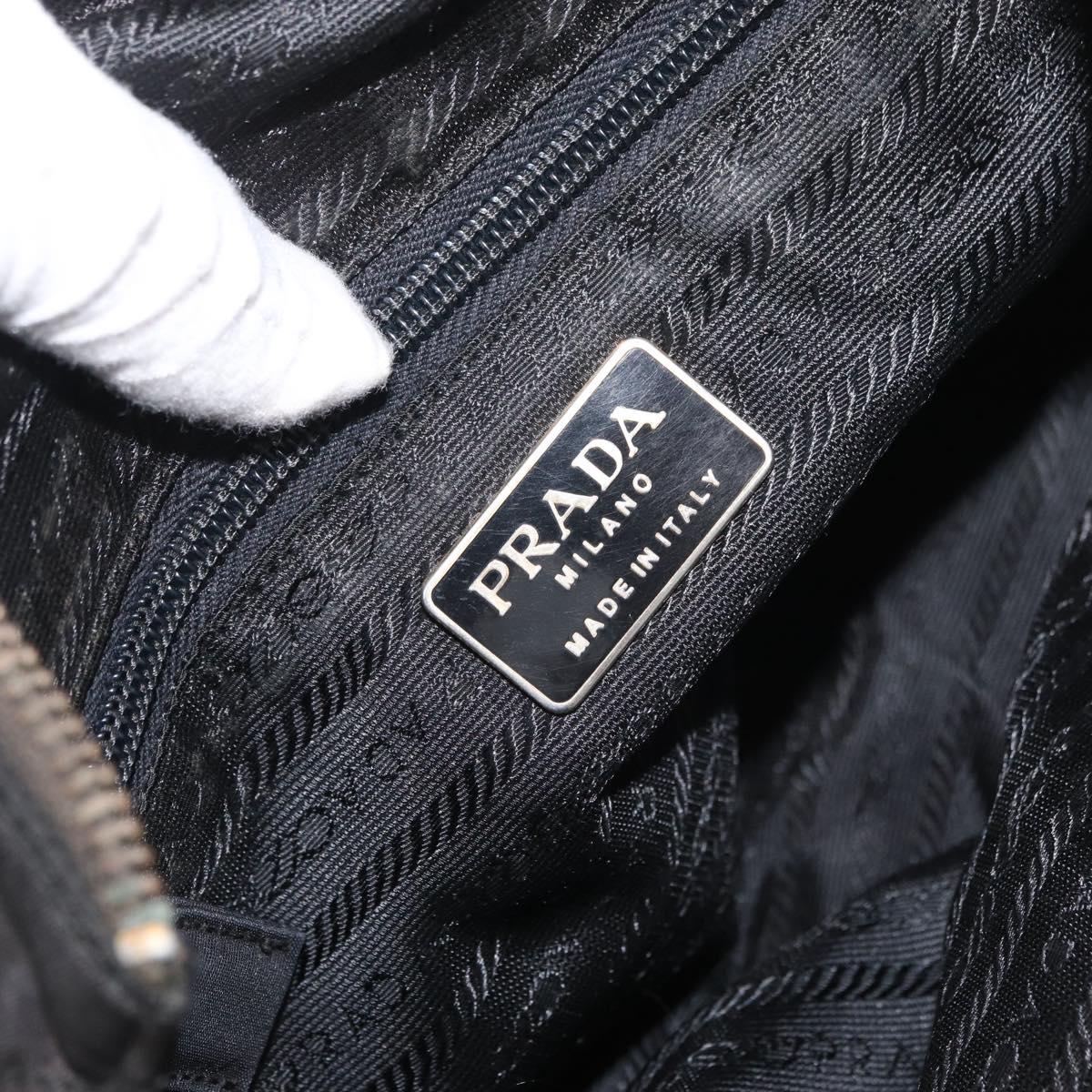 PRADA Chain Shoulder Bag Nylon Black Gold Auth bs34842