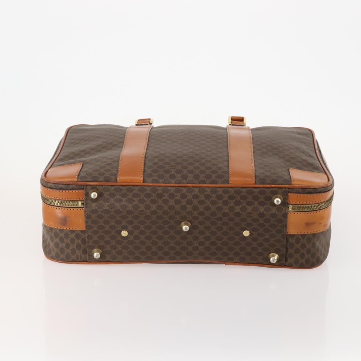 CELINE Macadam Canvas Hand Bag Trunk PVC Leather Brown Gold Auth bs34844A