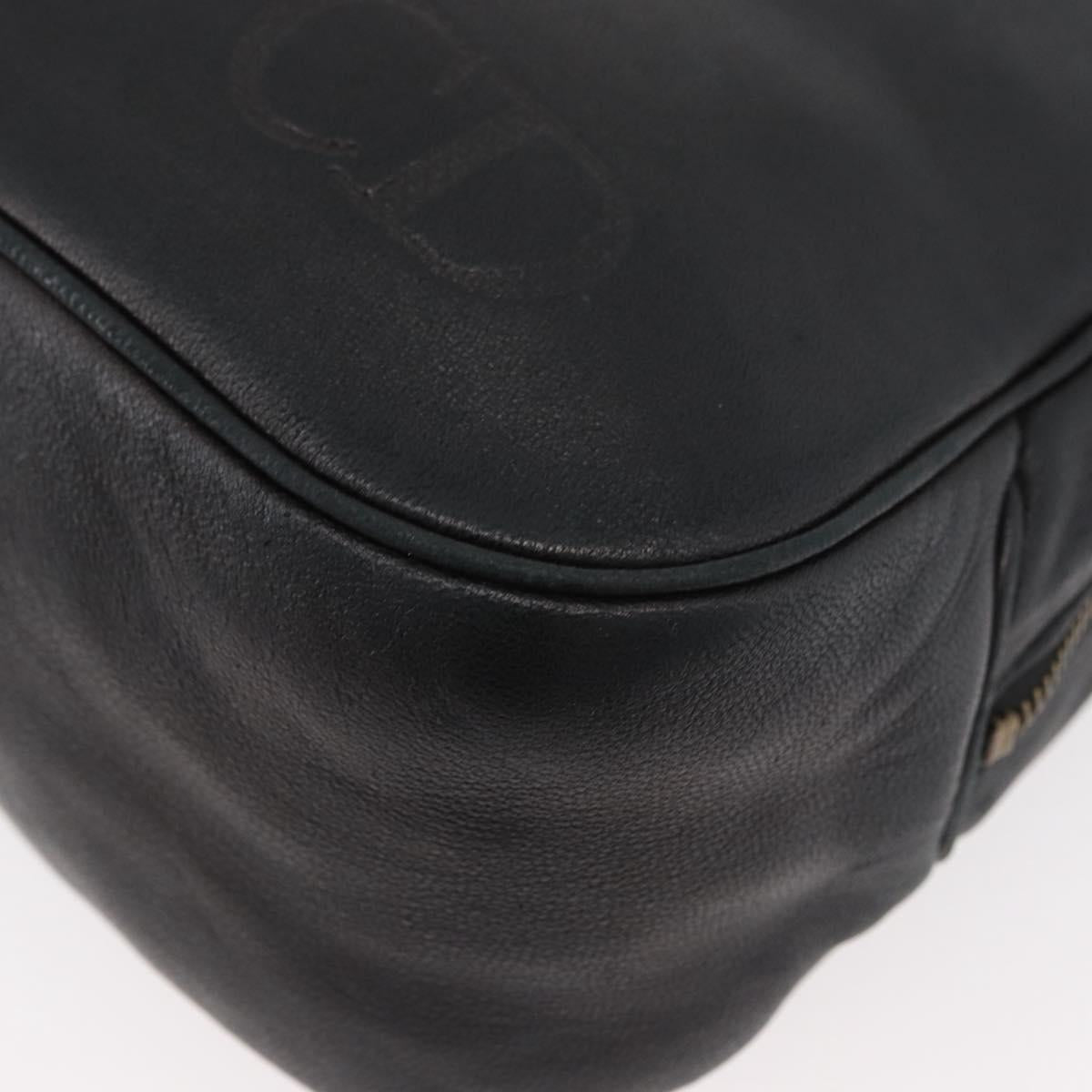Christian Dior Shoulder Bag Leather Black Gold Auth bs34854