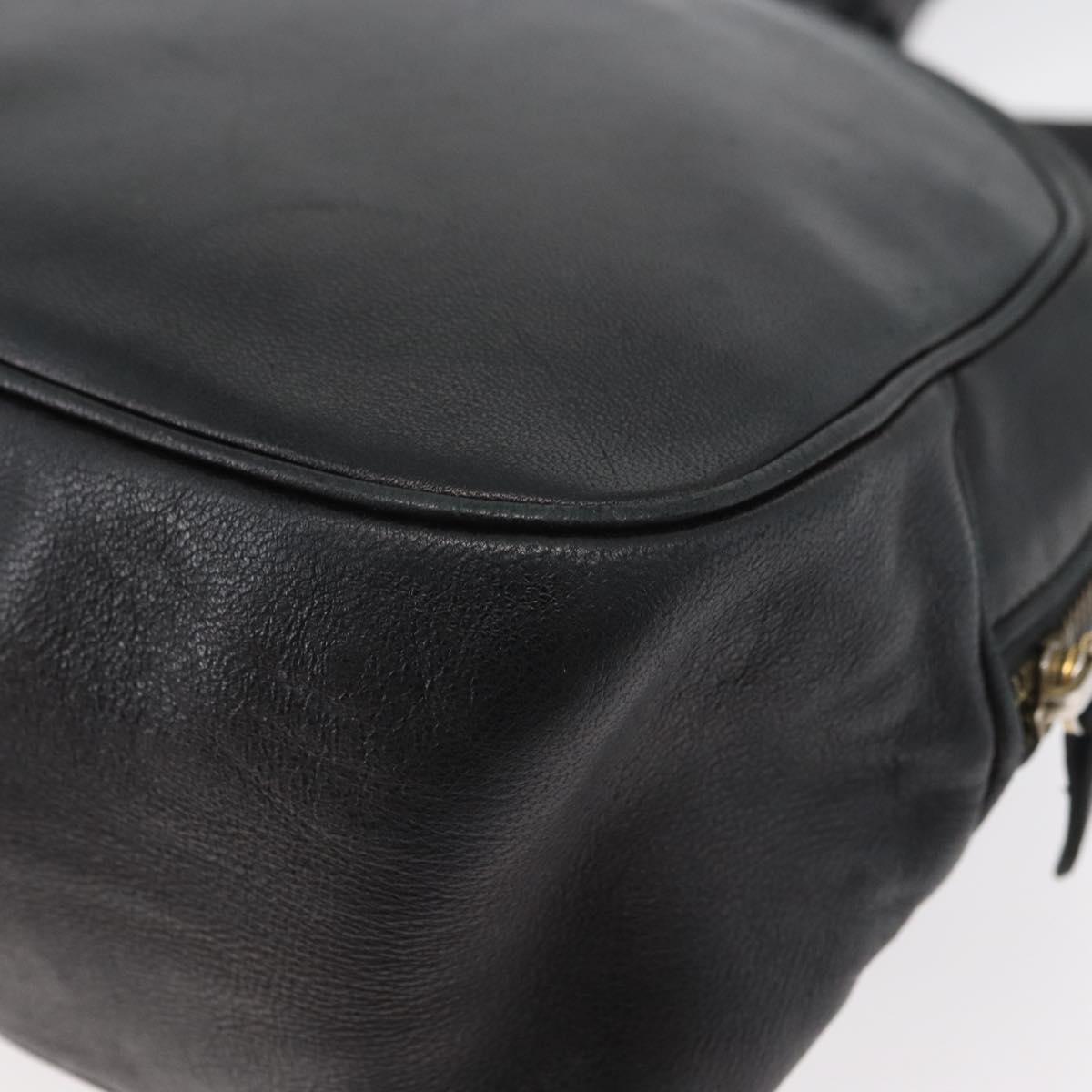 Christian Dior Shoulder Bag Leather Black Gold Auth bs34854