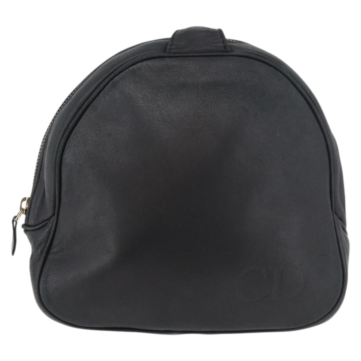 Christian Dior Shoulder Bag Leather Black Gold Auth bs34854