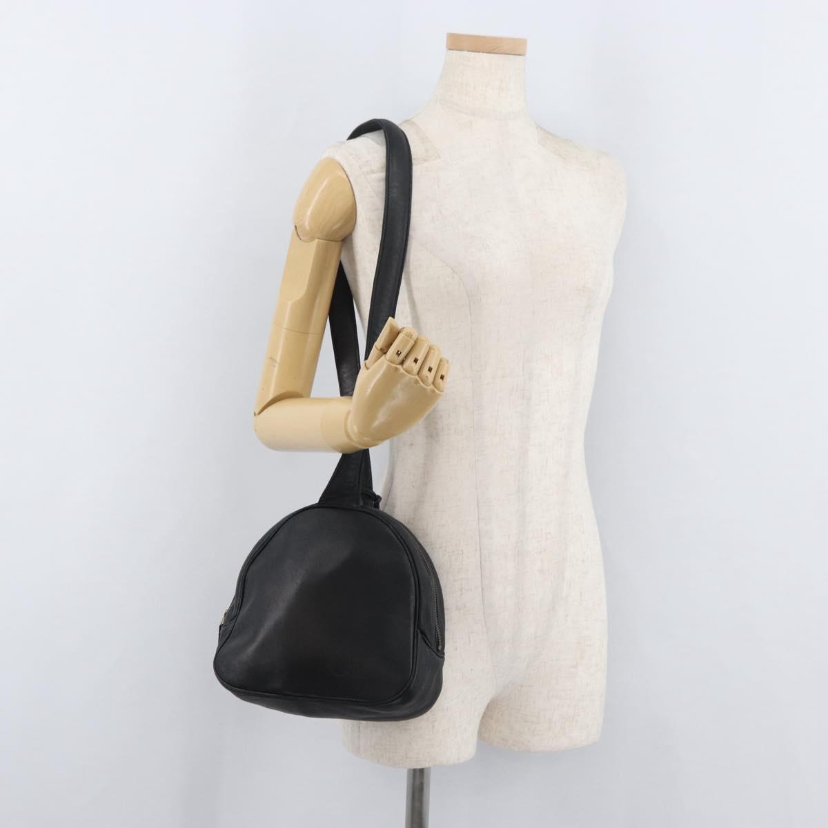Christian Dior Shoulder Bag Leather Black Gold Auth bs34854