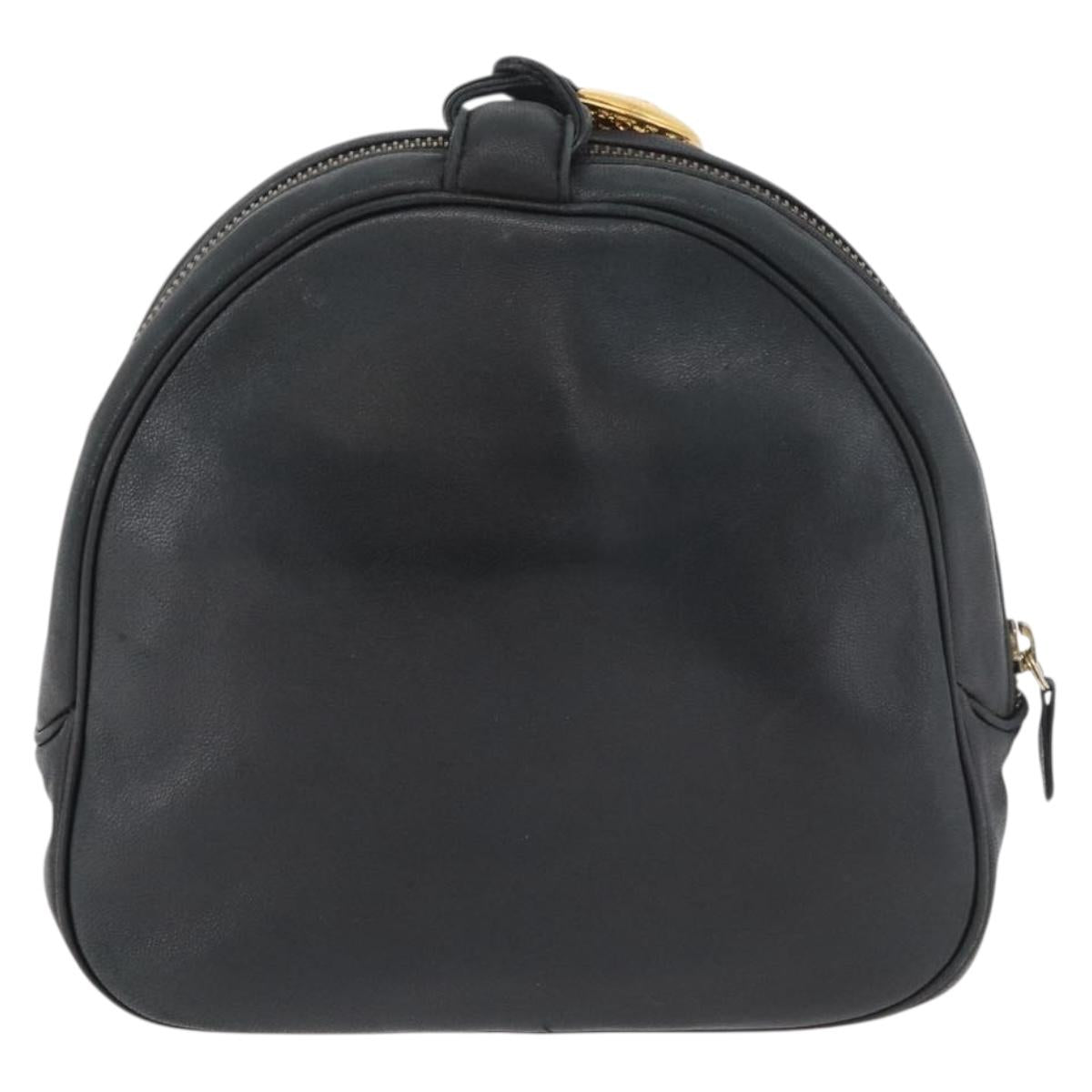 Christian Dior Shoulder Bag Leather Black Gold Auth bs34854